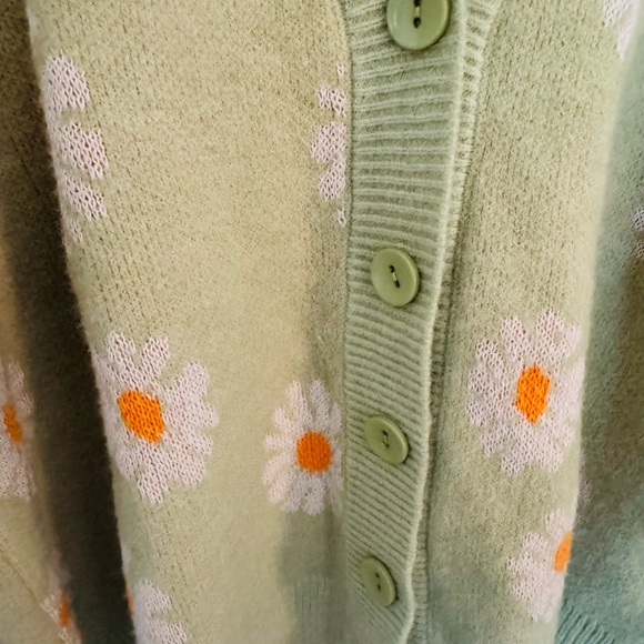 Everything is Coming Up Daisies Y2K Cardigan in Light Green - Picture 4 of 7